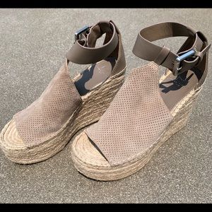 Marc Fisher Taupe Espadrille Wedges